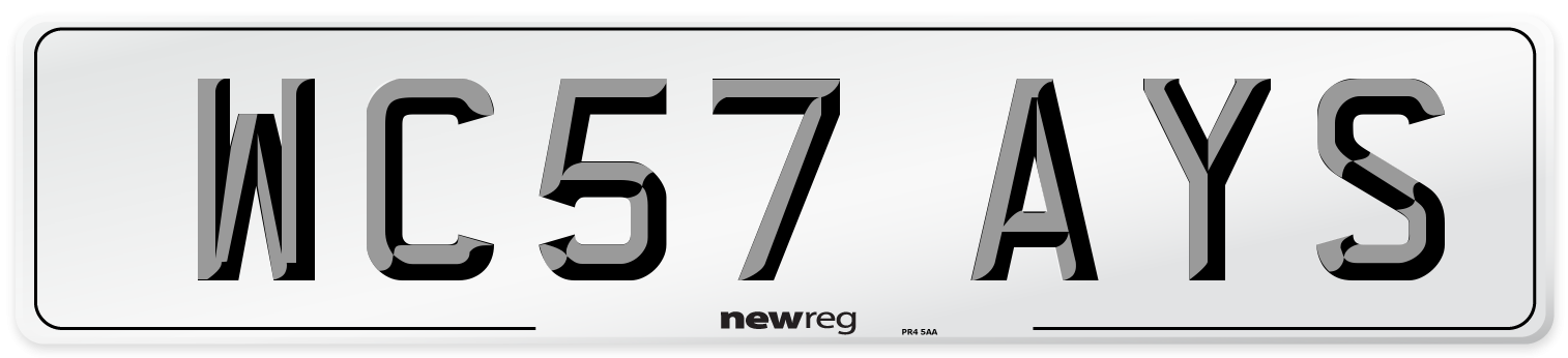 WC57 AYS Number Plate from New Reg